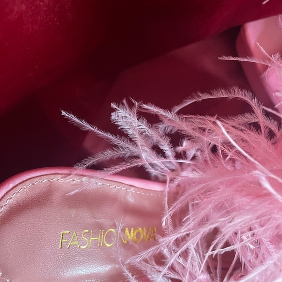 Fashion Nova Pink Feathered Platform Heels - Picture 2 of 9